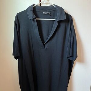 Super Deep V Neck Polo Style Mini Dress or Oversized Shirt